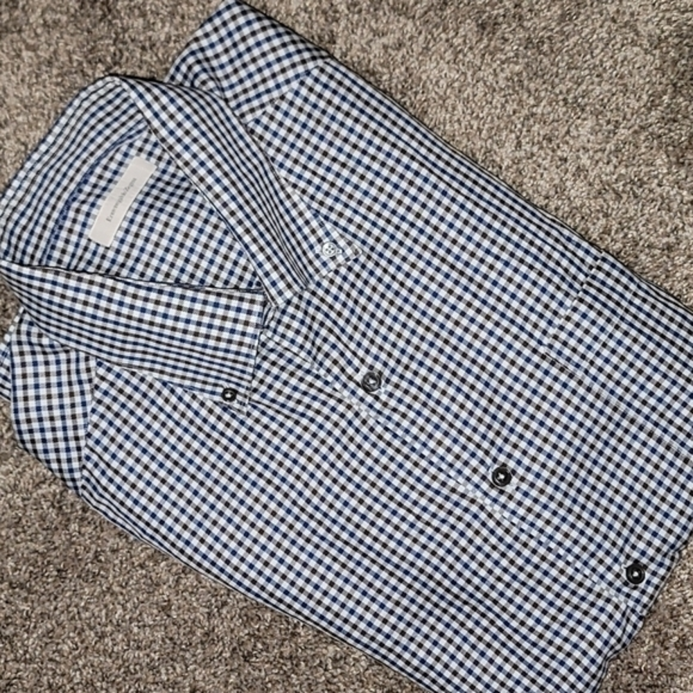 Ermenegildo Zegna Men's Luxury Desgner Cotton LS Dress Shirt. XL‎ Near New Cond.